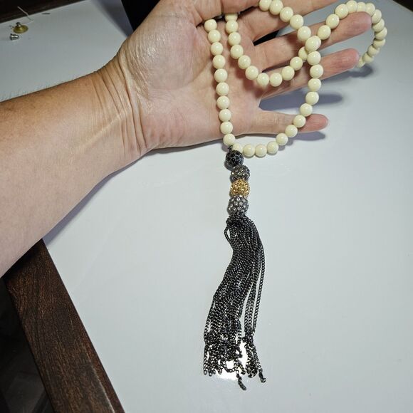 **Final Sale** Stella & Dot Revival Tassel Necklace Multi Tone Glass Vntg 36" - Picture 1 of 14